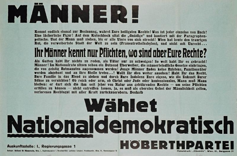 Antifeministisches Wahlplakat 1930