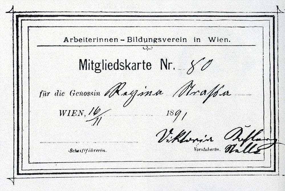 Mitgliedskarte des Arbeiterinnen-Bildungsvereins